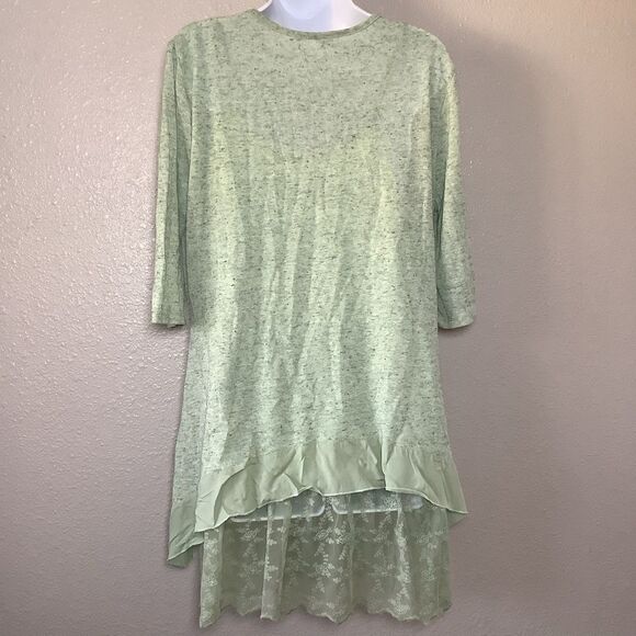 Green Fairycore Oversized Lagenlook Mori Kei Forest Fairy Ruffle Tunic Top M - Picture 4 of 5